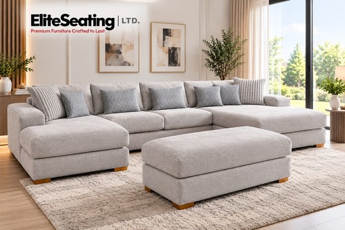 Luxury grey shape sofa - u,