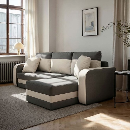 Modern grey corner sofa bed - corner,