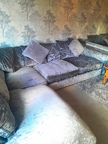 Grey velvet corner sofa - velvet,