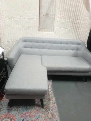 Grey fabric corner sofa - fabric,