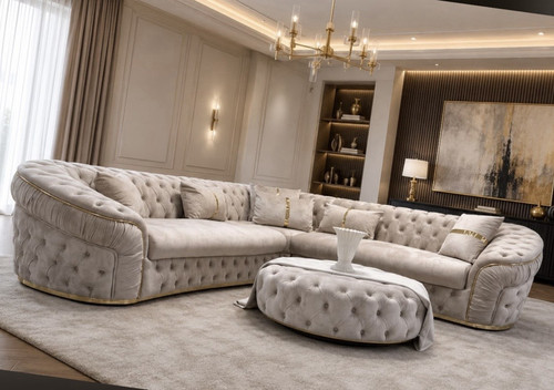 Grey velvet chesterfield left - grey,