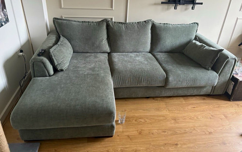 Grey fabric corner sofa with - fabric,