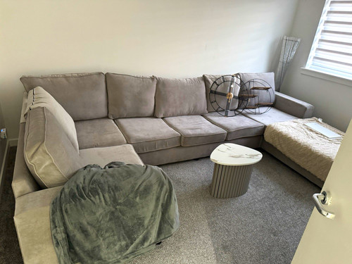 Grey shape corner sofa set - u-shape,