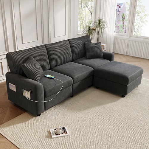 Shaped corner sofa dark grey - l,
