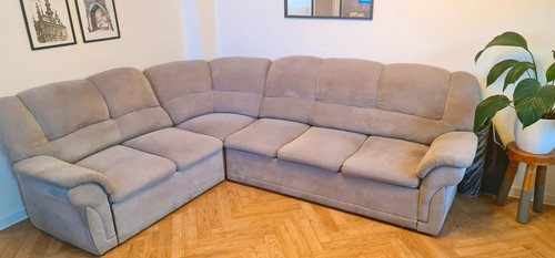 Grey fabric corner sofa with - sofa,