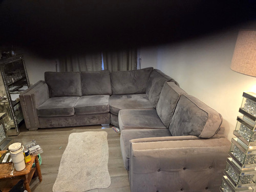Grey velvet corner - velvet, sofa