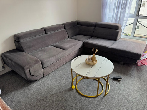 Grey velvet corner - velvet,