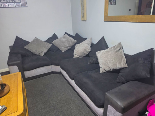 Grey black faux - suede, corner