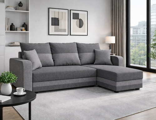 Jumbo grey corner sofa - bed, l