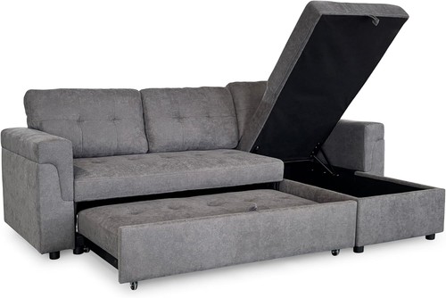Corner sofa bed shape - corner, grey
